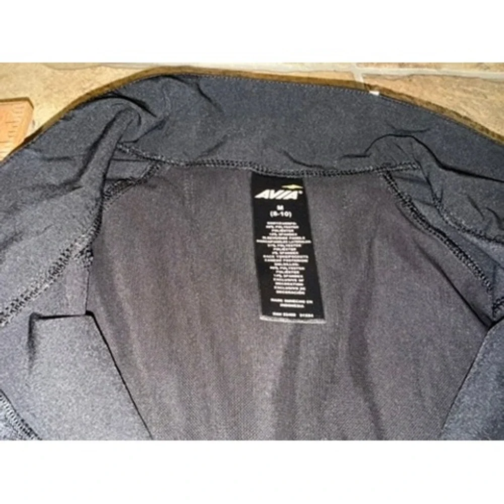 Avia Womens Full Zip Track Jacket Black Mock Neck Thumbhole M 8-10 Activewear